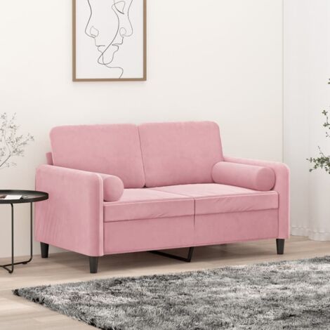 Sofá de 2 plazas con cojines terciopelo rosa 120 cm vidaXL (1/5)