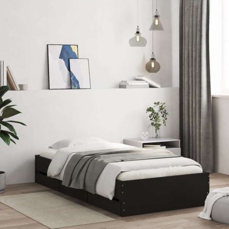 Cama con cajones madera de ingeniería negro 100x200 cm vidaXL