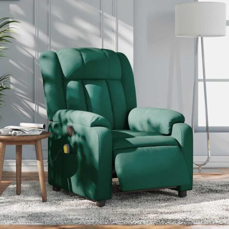 Sillón reclinable de masaje eléctrico tela verde oscuro vidaXL