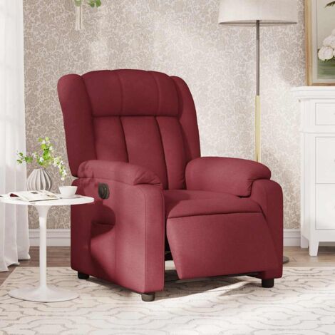 Sillón reclinable eléctrico tela rojo tinto vidaXL