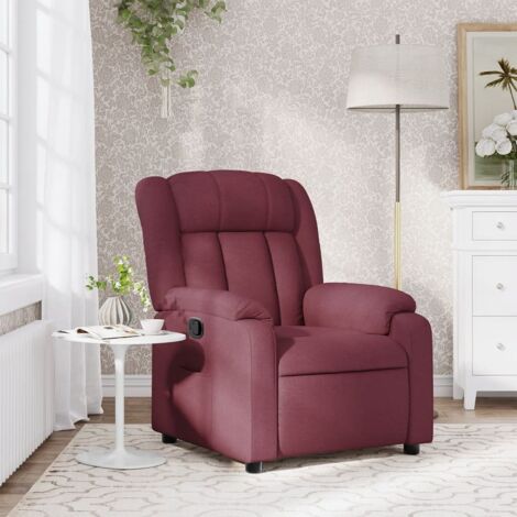 Sillón reclinable de tela rojo tinto vidaXL