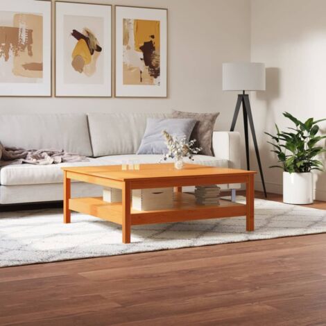 Mesa de centro madera maciza de pino marrón cera 100x100x40 cm vidaXL
