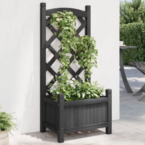 Jardinera con enrejado madera maciza de abeto negro vidaXL (1/5)