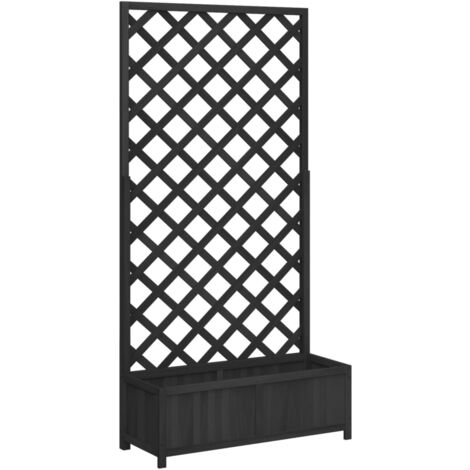 Jardinera con enrejado madera maciza de abeto negro vidaXL