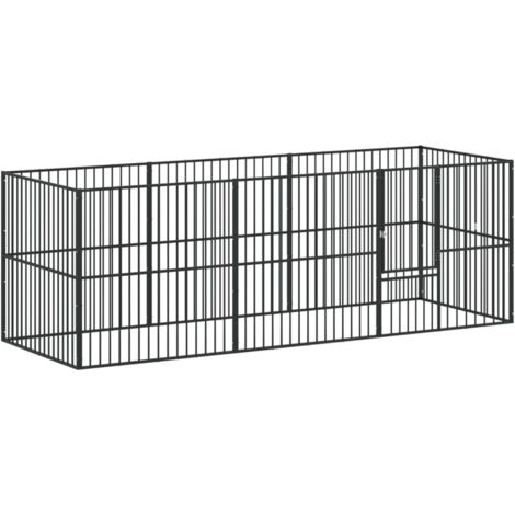 Corralito para perros con 8 paneles acero galvanizado negro vidaXL