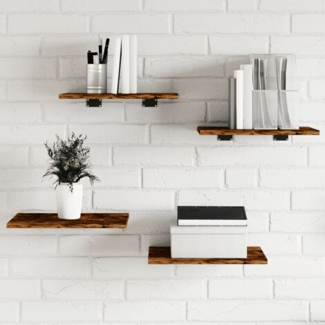 Estantes pared 4 uds madera ingeniería roble humo 40x30x1,5 cm vidaXL