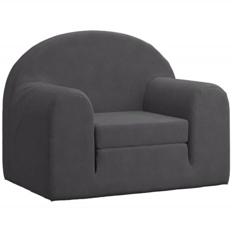 Sofá cama infantil felpa suave gris antracita vidaXL