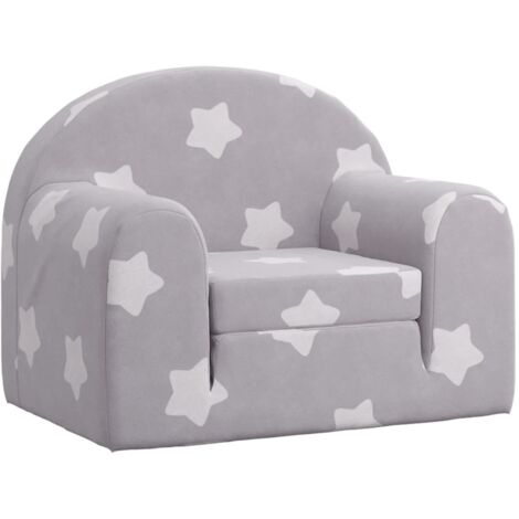 Sofá cama de niños felpa suave gris claro con estrellas vidaXL