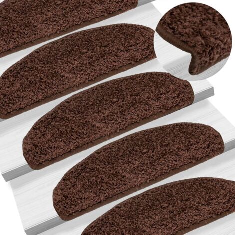 Felpudos para escaleras 15 unidades 65x21x4 cm Marrón Semicircular Grande vidaXL