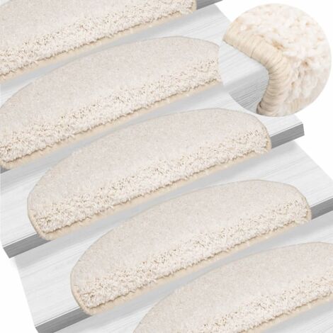 Tapetes para escaleras 15 uds 65x21x4 cm Blanco Semicircular Grande vidaXL