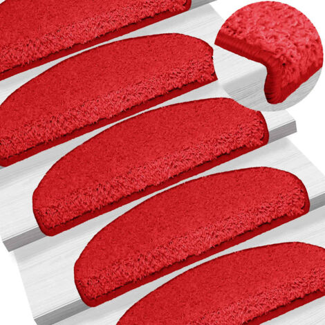 Felpudos para escaleras 15 unidades 65x21x4 cm Rojo Semicircular Grande vidaXL