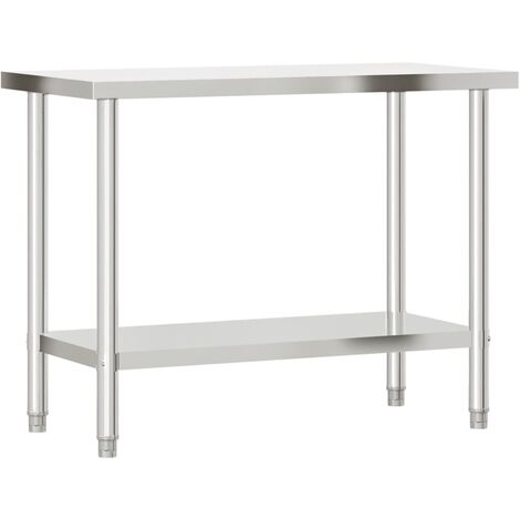 vidaXL Mesa de trabajo para cocina con ruedas acero inox 100x60x85 cm