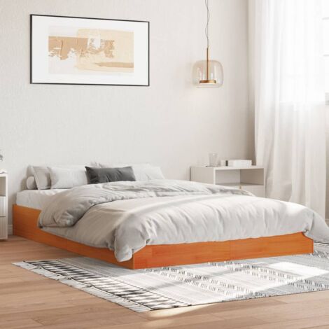 Cama sin colchón madera maciza de pino marrón cera 140x200 cm vidaXL
