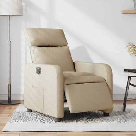 Sillón reclinable eléctrico de tela crema vidaXL