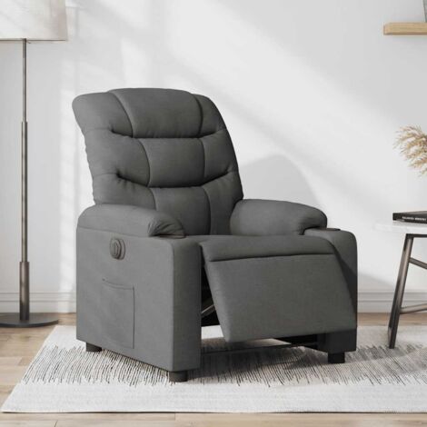 Sillón reclinable eléctrico de tela gris oscuro vidaXL