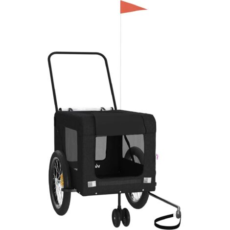Remolque de bicicleta mascotas hierro tela Oxford negro vidaXL