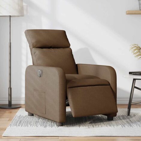 Sillón reclinable eléctrico de tela marrón vidaXL
