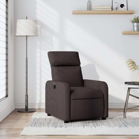 Sillón reclinable de tela marrón oscuro vidaXL