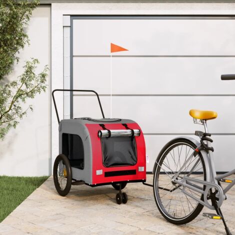 Remolque de bicicleta mascotas hierro tela Oxford rojo gris vidaXL