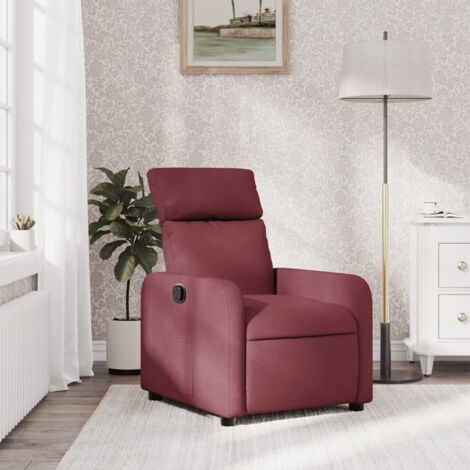 Sillón reclinable de tela rojo tinto vidaXL