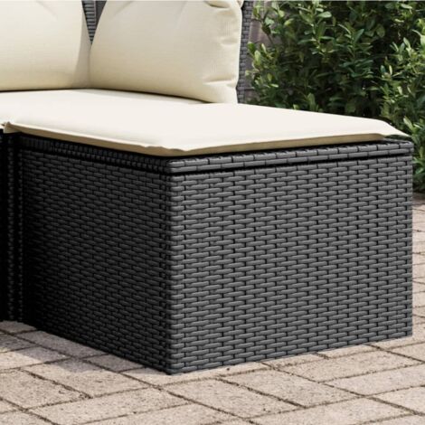 Taburete de jardín de ratán sintético negro y cojín 55x55x37cm vidaXL