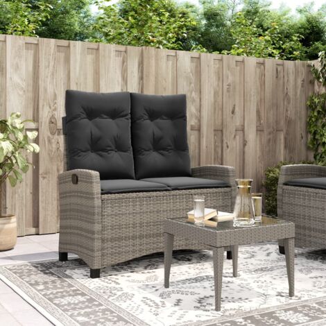 Sillón reclinable de jardín con cojines ratán sintético gris vidaXL