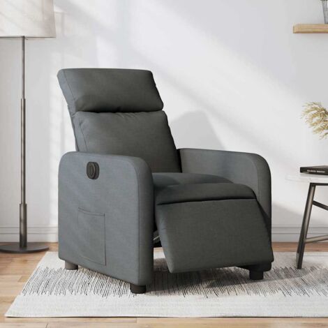 Sillón reclinable eléctrico de tela gris oscuro vidaXL