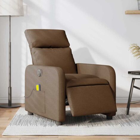 Sillón reclinable de masaje eléctrico tela marrón vidaXL