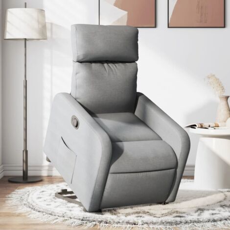 Sillón reclinable elevable de tela gris claro vidaXL (1/5)
