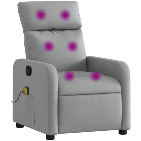 Sillón reclinable de masaje de tela gris claro vidaXL