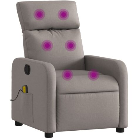 Sillón de masaje reclinable de tela gris taupé vidaXL