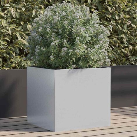 Jardinera de acero galvanizado plateado 42x40x39 cm vidaXL