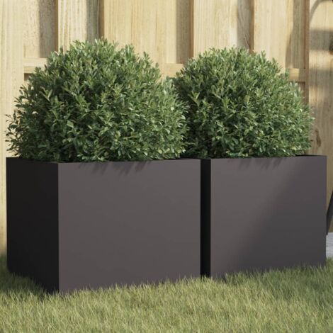 Jardineras 2 unidades acero negro 32x30x29 cm vidaXL