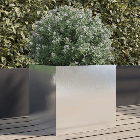 Jardinera de acero inoxidable plateado 42x40x39 cm vidaXL