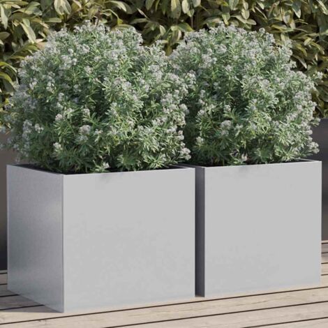 Jardineras 2 unidades acero corten plateado 32x30x29 cm vidaXL