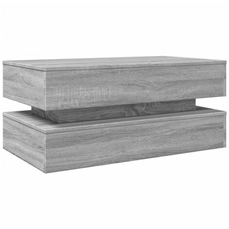 Mesa de centro con luces LED gris Sonoma 90x50x40 cm vidaXL