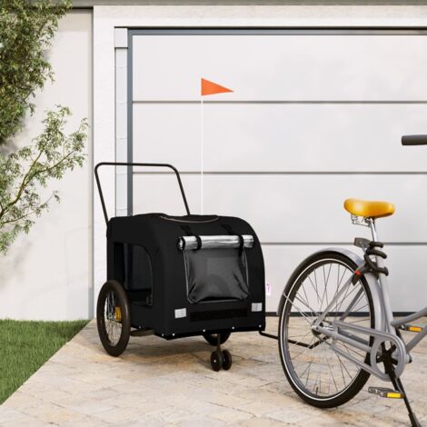 Remolque de bicicleta mascotas hierro tela Oxford negro vidaXL