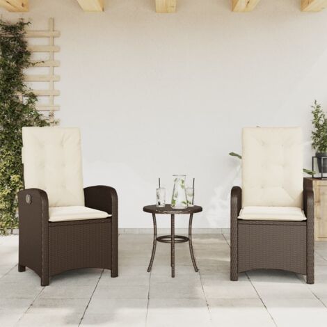 Sillones reclinables jardín con cojines marrones 2 uds ratán PE vidaXL