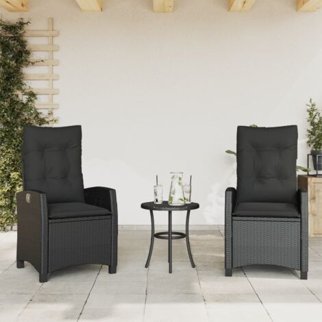 Sillones reclinable jardín cojines 2 uds ratán sintético negro vidaXL