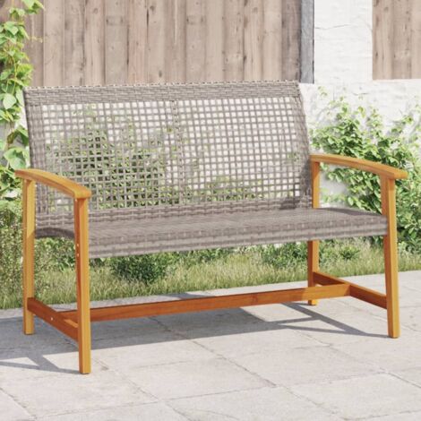 Banco de jardín madera de acacia y ratán PE gris 112 cm vidaXL (1/5)