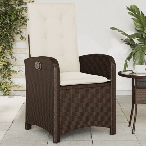 Sillón reclinable de jardín con cojines ratán sintético marrón vidaXL (1/5)