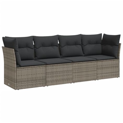Set de sofás de jardín 4 pzas y cojines ratán sintético gris vidaXL