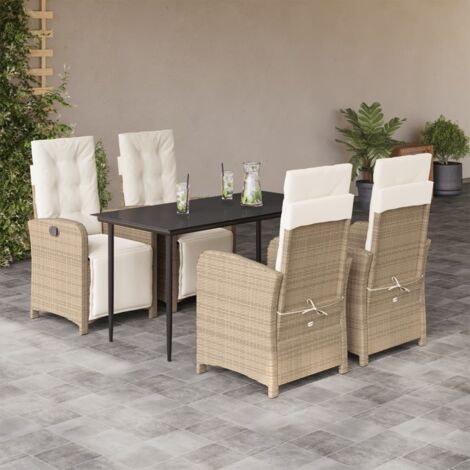 Set comedor de jardín 5 pzas con cojines ratán sintético beige vidaXL (1/5)