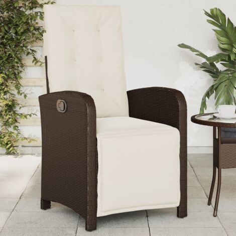 Sillón reclinable de jardín con reposapiés ratán PE marrón vidaXL (1/5)