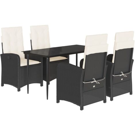 Set de muebles jardín 5 pzas con cojines ratán sintético negro vidaXL (1/5)