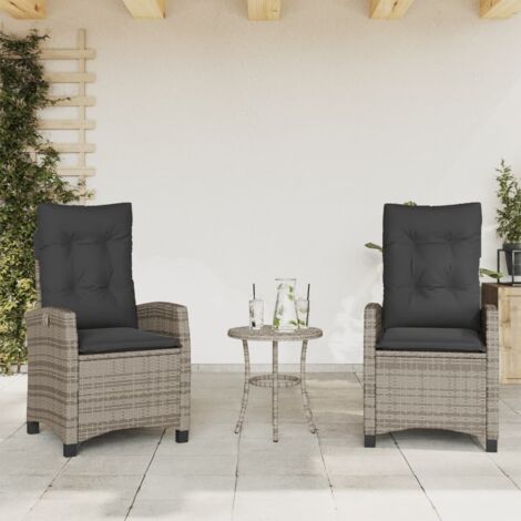 Sillones reclinable jardín y cojines 2 uds ratán sintético gris vidaXL