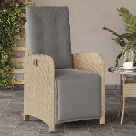 Sillón reclinable de jardín con reposapiés ratán PE beige mixto vidaXL (1/5)