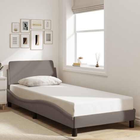 Estructura de cama con cabecero Dover tela taupe 90x200cm vidaXL (1/5)