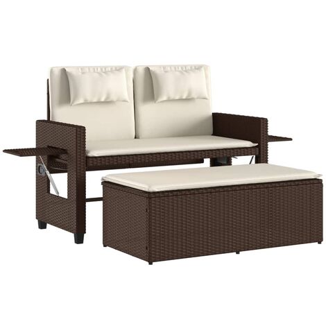 Sillón reclinable de jardín con cojines ratán sintético marrón vidaXL (1/5)