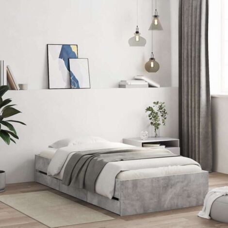 Cama con cajones madera ingeniería gris hormigón 90x190 cm vidaXL